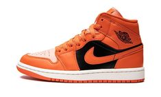 The Women’s Air Jordan 1 Mid “Orange/Black” is a Halloween-esque colorway made exclusively in women’s sizing.  The attention-seeking “Orange/Black” Jordan 1 Mid is equipped with two colors commonly associated with the spooky holiday, orange and black, and is also a descendant of the model’s beloved “Shattered Backboard” theme that also employs the same color scheme.  Orange leather is found on the toe cap, forefoot, eyelets, collar, heel, and Swoosh.  A light orange suede textile is found on the Air Jordan 1 Mid Orange, Jordan 1 Mid Orange, Color Scheme Orange, Jordan 1 Orange, Womens Air Jordan 1, Womens Air Jordan, Air Jordan Mid, Jordan Mid, Wmns Air Jordan 1