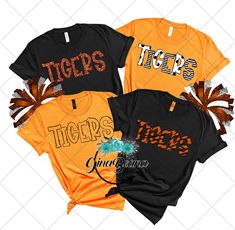 Tigers School Spirit Shirts.. Custom to match your school colors Personalize it with a name on the back This tee fits true to size and is a UNISEX fit HOW TO ORDER: Select your size and get your shirt!. This updated unisex essential fits like a well-loved favorite, featuring an irresistibly soft cotton blend, crew neck and short sleeves. 3.6 oz., 100% combed and ring-spun cotton 40 single Retail fit Side-seamed Tear Away label Shipping: Your Tee will ship with in 1-3 business days. We do not shi Orange Tops For Game Day With School Spirit, Team-colored Varsity Tops For School, Team-colored Varsity School Tops, Varsity Style Team-colored School Top, Varsity Cotton T-shirt With Custom Print, Pre-shrunk Team Spirit T-shirt For School, Custom Print School Spirit Tops For Fan Gear, School Spirit Tops With Custom Print For Fan Gear, School Spirit Fan Gear Tops With Custom Print