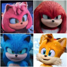 four different sonic the hedgehog images