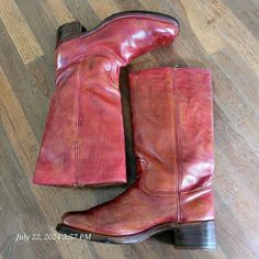 Vintage 1970s Frye 2950  Campus Women's Tall  Boots Wine Size 11.5 B  USA  | eBay Red Frye Boots, Vintage Platform Boots, Body Blankets, Frye Boots Outfit, 70s Boots, Red Leather Boots, Womens Tall Boots, Colored Boots, Fancy Fits