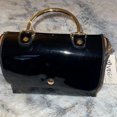 Black Patented Leather Mini Purse With Long Chain Strap And Metal Hand Clutch New Elegant Black Bag For Going Out, Trendy Black Bag For Going Out, Brown Leather Messenger Bag, Hand Clutch, Chanel Crossbody, Studded Handbag, Hobo Crossbody Bag, Black Crossbody Purse, Leather Duffle