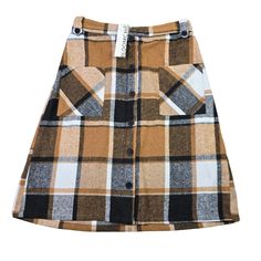 Bloomchic Flannel Plaid A-Line Skirt Women's 10 New With Tags Plaid Cotton Flared Skirt, Plaid Skirt Brown, Retro Full Plaid Skirt, Cottagecore Fall, Retro Plaid Lined Skirt, Retro Plaid Mini Skirt Bottoms, Flannel Skirt, Aline Skirt, Plaid Flannel