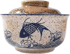 a ceramic bowl with a fish on it