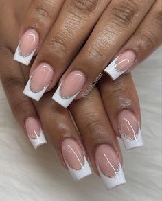 White Tip Acrylic Nails, Acrylic Nails French, Holiday Acrylic Nails, Gel Nails French, White Tip Nails, Tips Nails, Nagellack Trends, French Tip Nail Designs, French Manicure Nails