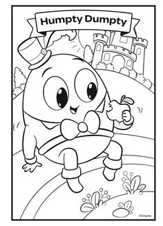 the humpty dumppy coloring page is shown in black and white with an image of