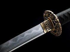 Handmade T10 Steel Samurai Sword,Damascus Steel Japanese Sword,Clay Tempered Full Tang Dragon Katana Real Samurai, Types Of Swords, High Carbon Steel, Knife Sets, Damascus Steel, Pure Copper