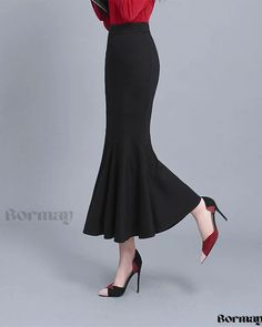 Bormay - Exquisite Womens Bodycon Pencil Skirt with a Flounce Hem, Expertly Tailored from Luxurious Stretch Cotton Fabric Elegant Non-stretch Skirt For Office, Elegant Non-stretch Office Skirt, Elegant Non-stretch Skirt For Formal Occasions, Elegant Non-stretch Flared Skirt, Non-stretch Elegant Flared Skirt, Elegant Non-stretch Knee-length Bottoms, Elegant Knee-length Bottoms, Elegant Non-stretch Lined Skirt, Elegant High Waist Maxi Skirt For Office