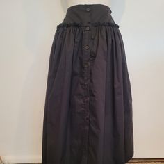 This Black Skirt Long - 35 Inch, Fully Lining. 63 % Cotton, 34 % Nylon, 3 % Spandex. Front Buttons. Make Offer ! Black Tiered Skirt For Daywear, Black Lined Skirt For Daywear, Black Daywear Lined Skirt, Black Maxi Skirt For Daywear, Black Pleated Bottoms For Daywear, Fitted Black Skirt For Daywear, Black Tiered Maxi Skirt For Work, Black Lined Maxi Skirt For Daywear, Black Full Skirt Bottoms For Daywear