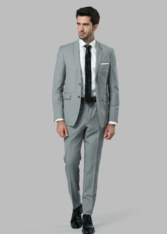 Tailored Gray Suit For Formal Occasions, Formal Gray Suit With Suit Collar, Gray Formal Suit With Suit Collar, Tailored Gray Suit And Tie Accessories For Formal Occasions, Classic Gray Suits With Welt Pockets, Classic Gray Business Casual Suit, Gray Tuxedo Suit For Formal Occasions, Gray Notch Lapel Suit For Business Casual, Gray Formal Suit