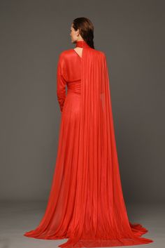 Description Red A-line, Long dress Fitted, Long Sleeves Closed neckline One Sleeve Silk Dry Clean Made in Lebanon 600- 4-17 Pre-draped Evening Gown With Traditional Drape, Evening Gown With Traditional Pre-draped Style, Evening Gown With Pre-draped Traditional Drape, Formal Dress With Traditional Draped Sleeves, Formal Dress With Draped Sleeves, Pre-draped Evening Dress With Pleated Back For Party, Pre-draped Festive Party Dress, Festive Evening Dress With Draped Sleeves, Draped Evening Dress With Draped Sleeves For Gala