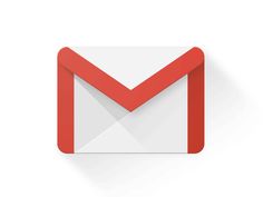 an email envelope with the letter m on it's front and bottom corner, in red