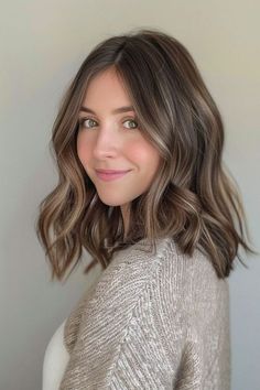 Brown Balayage For Pale Skin, Lived In Ash Brown Balayage, Light Brown Hair With Dark Brown Lowlights, Simple Hair Color Ideas Highlights, Mushroom Lowlights, Brown Eyes Pale Skin Hair Color, Highlights For Mousey Brown Hair, Icy Burnett Hair, Brown Color Melt Hair