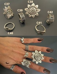 Trendy Adjustable Stackable Rings As Gift, Silver Alloy Rings As Gifts, Bohemian Alloy Rings As Gifts, Bohemian Alloy Rings As A Gift, Adjustable Silver Alloy Rings, Adjustable Silver Midi Rings As Gifts, Adjustable Silver Vintage Midi Rings, Alloy Open Ring Jewelry For Gifts, Alloy Open Ring Jewelry Gift