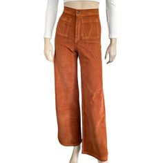 "Bring Some Funk Into Your Life With This High-Waisted Corduroy Pant Featuring Front Pockets, A Button-Zipper Fly And The Perfect Flare Leg. *Fabric: Corduroy, 100% Cotton *Care: Wash Cold. *Made In Usa." Orange Wide Leg Bottoms With Relaxed Fit, Orange Relaxed Fit Wide Leg Bottoms, Relaxed Fit Wide Leg Orange Bottoms, Orange Relaxed Fit Pants With Pockets, Relaxed Fit Orange Pants With Pockets, Orange Wide Leg Work Pants With Pockets, Orange Wide Leg Pants With Pockets For Work, Orange Wide Leg Pants With Pockets For Fall, Fall Season Orange Wide Leg Trousers