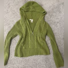 Dkny Green Hoodie Size Small, Never Worn, Perfect Condition, Zipper And Pockets Fall Hoodie Sweater, Warm Fall Hoodie Sweater, Warm Hoodie Sweater For Fall, Warm Casual Hooded Jacket, Warm Casual Long Sleeve Hooded Jacket, Cozy Fit Hooded Sweater For Cold Weather, Warm Casual Sweater For Spring, Casual Hooded Sweater For Cold Weather, Casual Winter Hooded Jacket Cozy Fit