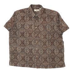 Vintage brown Penmans Patterned Shirt - mens x-large Brown Cotton Camp Collar Top, Brown Cotton Top With Camp Collar, Casual Brown Shirt With Camp Collar, Classic Brown Top With Camp Collar, Brown Collared Camp Shirt With Relaxed Fit, Brown Relaxed Fit Collared Camp Shirt, Brown Collared Top With Graphic Print, Classic Brown Shirt With Camp Collar, Brown Collared Cotton Camp Shirt