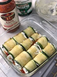 the food is prepared and ready to be cooked in the oven or on the counter