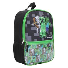 Embark on a school adventure with the Minecraft 5-Piece Backpack Set, perfect for fans of the beloved game. This vibrant collection includes:

- Backpack: 16"H x 12"W x 5"D
- Insulated lunch tote
- Water bottle
- Reusable mini bag
- Zippered utility bag

Each item features colorful, dynamic prints of popular Minecraft characters, crafted from durable polyester. The backpack is designed with mesh side pockets for easy water bottle access, while the lunch tote's insulated interior ensures food sta Character Style School Bags For Back To School, Character Style Standard Backpack For End Of School Year, Character Style Backpack For End Of School Year, Character Rectangular Bags For Back To School, Back To School Character Bags, Character School Bags For Back To School, Character Bags For Back To School, Character Bags For Back To School Playtime, Back To School Character Bag With Rectangular Shape