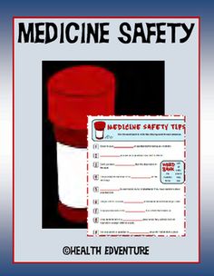 a medical safety poster with a red cup