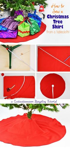 the instructions for how to make a christmas tree skirt