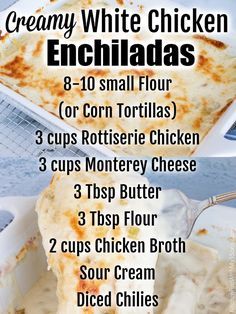 the recipe for creamy white chicken enchiladas