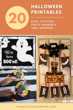 halloween printables and crafts are featured in this postcard for the kids to make