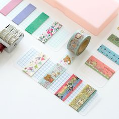 various washi tapes and tape on a table