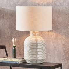 Elegant Grey & White Ceramic Table Lamp Base – Leaf Pattern Design & LED Compatible - Decor interiors Stemmed Candle Holders, Low Ceiling Lighting, Stylish Table Lamps, Pattern Ceramic, Table Lamp Base, Ceramic Table Lamp, Coffee Table To Dining Table, Ceramic Base, Ceramic Lamp