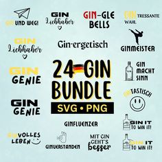 the 24 gin bundle is available in multiple font styles and colors, including one for each type