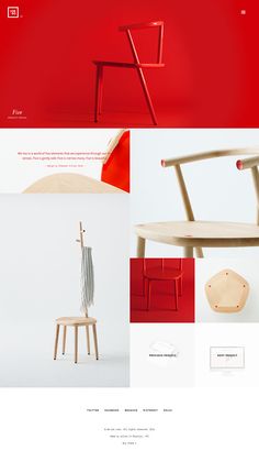 the website is designed to look like it has red furniture and accessories on display, including chairs