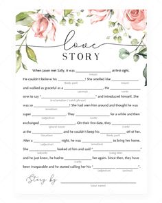 the love story card with pink roses on it and text that reads,'one story '