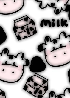 an image of some cows and milk on a white background with black dots in the middle