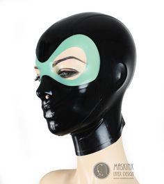 This latex hood resembles ninja cowl, with contrast-colored eye panel. It's made from standard thickness 0,4 mm natural latex, available in different sizes and colors. Please specify the colors in the note while placing the order. The hood is tailored and features a zipper at the back of the head to make it easier to put it on. Hand crafted from high-quality natural latex from UK. Please choose your size according to the measurement chart provided (last 2 pictures in the listing). All our hood s Back Of The Head, Head Gear, Round Eyes, Ponytail Hair Extensions, Mask Shop, Masks Art, Natural Latex, Measurement Chart, Adult Costumes