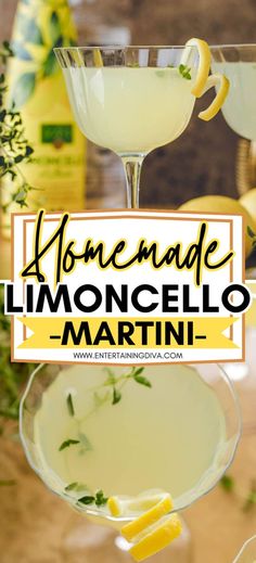 Homemade Limoncello Martini | Summer Cocktail Recipes Lime Martini, Martini Recipes Vodka, Homemade Margaritas, Homemade Limoncello