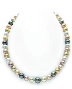 Buy 8-10mm South Sea Multicolor Pastel Pearl Necklace for $ 1,499 - The Pearl Source Colour Beads Necklace, Multi Colored Pearl Necklace, Pastel Pearl Necklace, Colored Pearl Necklace, Multicolor Pearl Necklace, Pearl Necklaces, Freshwater Pearl Necklace, Signature Jewelry, Pearl Gemstone