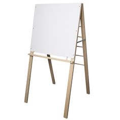 a wooden easel with a white board on it