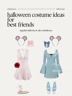 the front cover of an article about halloween costume ideas for best friends, including dresses and shoes