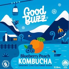 blueberry peach kombucha from good buzzz is available for pre order