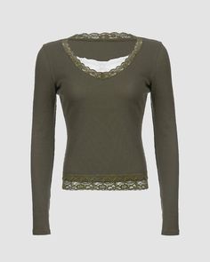 Details: Long-sleeve top with lace detailsTop Length: NormalSleeve Length: Long SleevesMaterials:95% Polyester + 5% Spandex