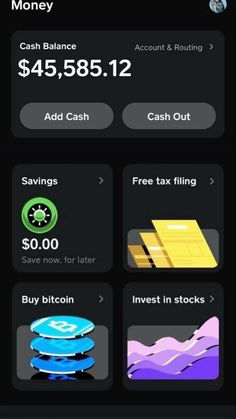 an iphone screen showing the cash balance and savings calculator, with different types of coins