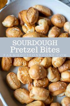 a bowl full of sourdough pretzel bites