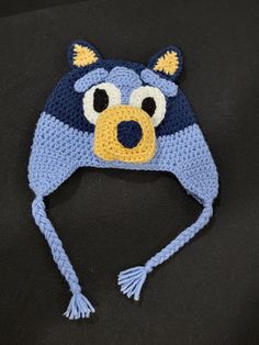 Everyone knows that Heeler Family is the biggest hit on children's television right now! You can have your very own custom-sized  Character hat. Available in 6-12 months, 1-3 years, 3-5 years, 5-10 years, and teen/adult sizes. Have a favorite character, but don't see the option? Just ask! I would be happy to create a custom design just for you! Bluey Muffin Cowboy Hat, Bluey Bingo Crochet Hat Pattern Free, Crochet Bluey Hat, Bluey Hat, Socks Bluey Character, Brooke Smith, The Big Hit, Everyone Knows, Caps Hats