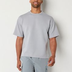 Stock up on essentials like this men's Xersion t-shirt to wear for a workout or for a casual day. Made from a soft recycled stretch-jersey with quick-dry techology, this pullover tee has a classic crew neckline and short sleeves. Wear it with shorts or pants year-round.Features: Quick DryClosure Type: Pullover HeadFit: Regular FitNeckline: Crew NeckSleeve Length: Short SleeveApparel Length: 34 InchesFiber Content: 62% Recycled Polyester, 33% Rayon, 5% SpandexFabric Description: JerseyCare: Machi Gray Relaxed Fit Short Sleeve Activewear, Casual Solid Color T-shirt With Athletic Fit, Gray Relaxed Fit Activewear With Crew Neck, Solid Relaxed Fit T-shirt For Gym, Gray Relaxed Fit Crew Neck Activewear, Gray Relaxed Fit T-shirt For Athleisure, Relaxed Gym T-shirt, Go-dry Relaxed Fit T-shirt For Streetwear, Gray Relaxed Fit Moisture-wicking T-shirt