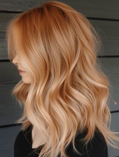 The Radiant Glow of Strawberry Blonde Hair: 37 Ideas for 2024 Natural Red Blonde Balayage, Strawberry Blonde Summer Hair, Medium Reddish Blonde Hair, Auburn Blonde Hair Color, Strawberry Blonde Babylights, Strawberry Blonde Shadow Root, Blonde Hair Strawberry Highlights, Strawberry Dark Blonde Hair, Strawberry Blonde With Shadow Root