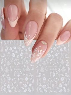 White  Collar  PVC Animal,Geometric,Graphic,Letter,Plants Full Nail Stickers Embellished   Nail,Hand & Foot Care Acrylic Nails Almond Shape, Nagel Tips, Manicure Tips, Almond Acrylic Nails, Pedicure Nail Art, Orange Nails, Prom Nails, Chic Nails, Nail Arts