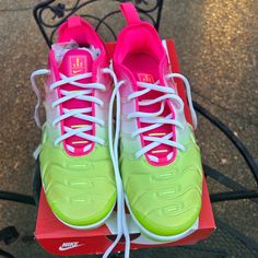 Genuine Vapormax Plus New, From A Pet Free Home, 7.5 Are Ready For A New Home Pink Lace-up Sneakers With Air Cushioning, Pink Air Max Cushioned Sneakers For Spring, Pink Air Max Sneakers, Pink Air-cushioned Sneakers For Spring, Pink Air Cushioned Sneakers For Spring, Spring Pink Sneakers With Air Cushioning, Pink Spring Running Shoes With Air Cushioning, Pink Air Max Slip-on Sneakers, Pink Slip-on Sneakers With Air Max Cushioning