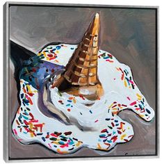 an acrylic painting of a unicorn's head with sprinkles on it