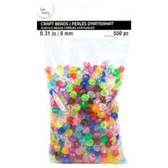 a bag filled with lots of colorful beads