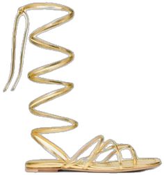 Gold Flat Heel Lace-up Sandals For Party, Luxury Lace-up Sandals For Spring, Luxury Strappy Lace-up Sandals For Summer, Designer Lace-up Sandals For Summer Party, Elegant Gold Lace-up Sandals For Spring, Gold Lace-up Sandals For Formal Summer Events, Luxury Lace-up Summer Sandals, Luxury Summer Lace-up Sandals, Luxury Lace-up Sandals For Summer