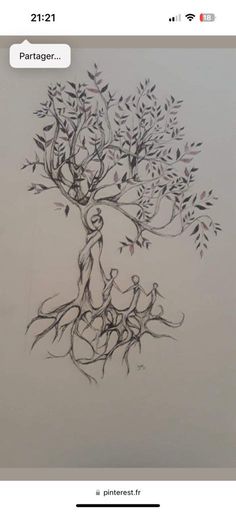 a drawing of a tree with two people under it and the words paragram written below